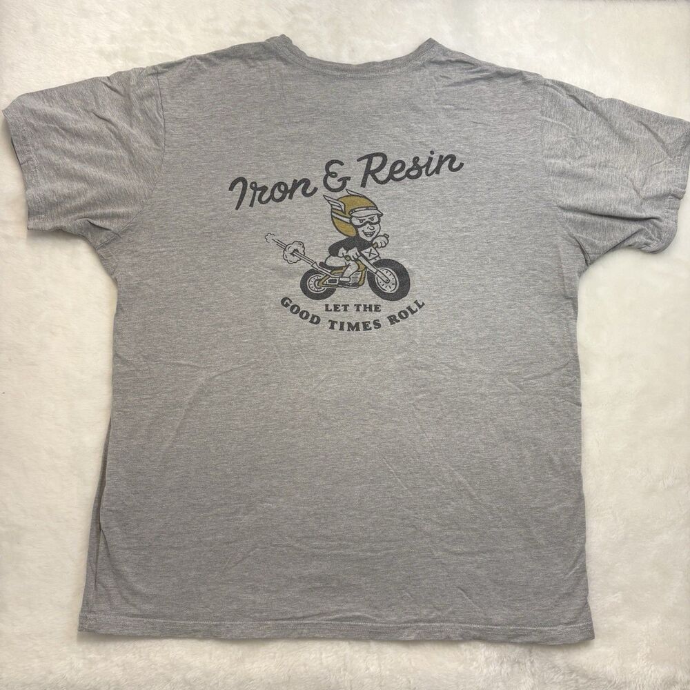 Iron and Resin Pocket T Shirt Medium Let The Good Times Roll Motorcycle Tee